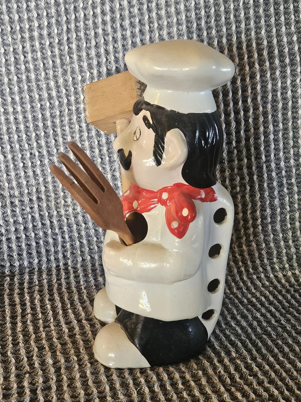 Ceramic Chef Utensil Holder - White & Red